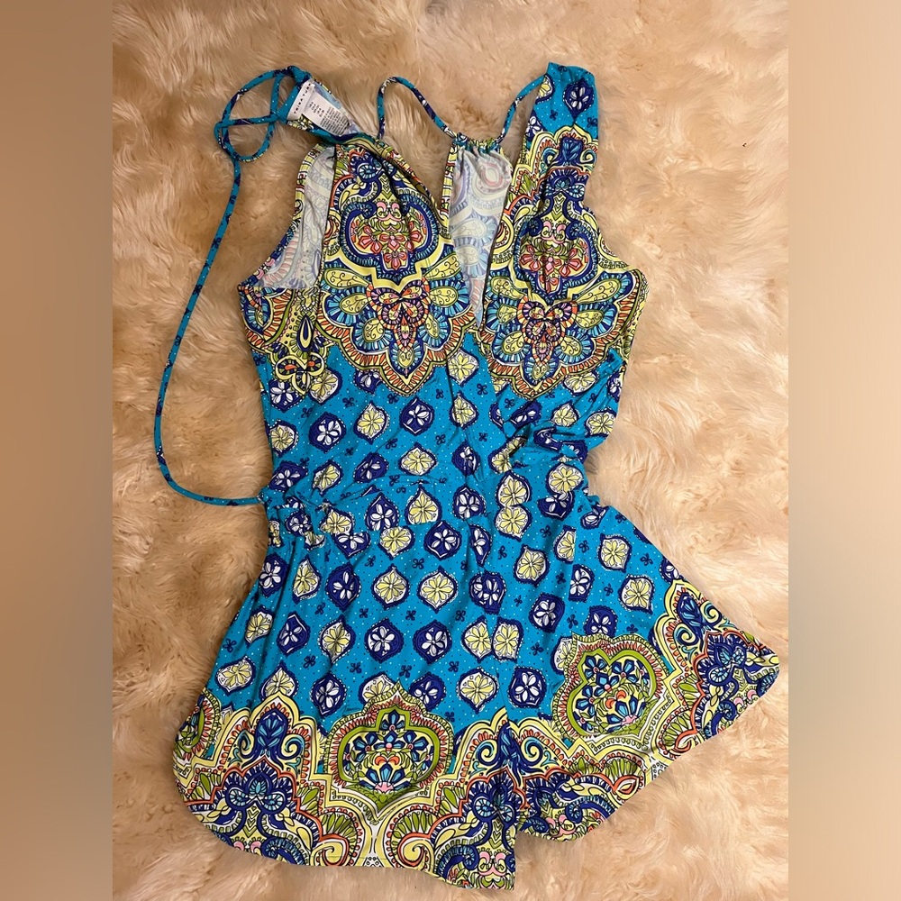 Trina Turk Blue and Yellow Swim Cover up